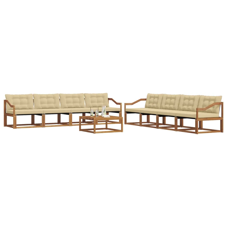 Ensemble de canapés d'extérieur 9 pcs Naturel et Beige - 3
