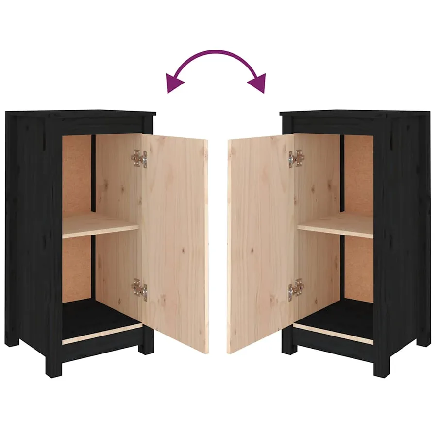 Buffets 2 pcs noir 39x35x80 cm bois massif de pin - 14