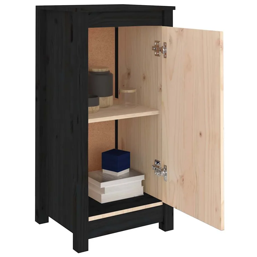 Buffets 2 pcs noir 39x35x80 cm bois massif de pin - 7
