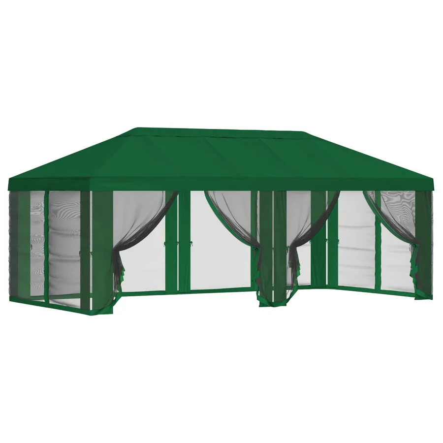 Housse de tonnelle avec murs latéraux 6 x 3 m Vert Polyester - 2