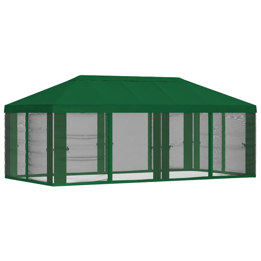 Housse de tonnelle avec murs latéraux 6 x 3 m Vert Polyester - 3