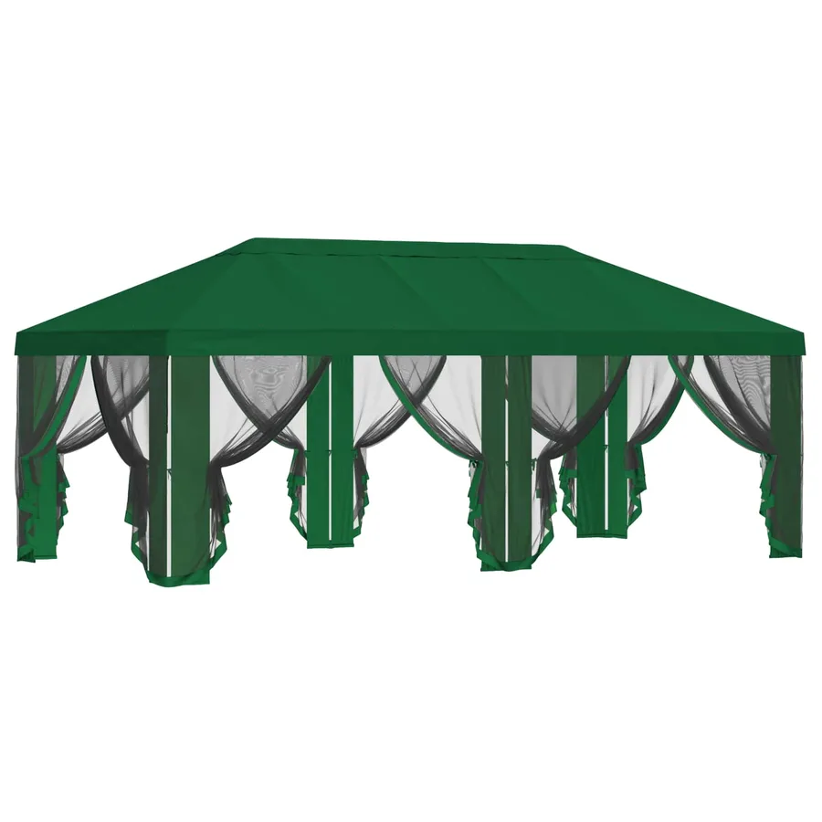 Housse de tonnelle avec murs latéraux 6 x 3 m Vert Polyester - 4