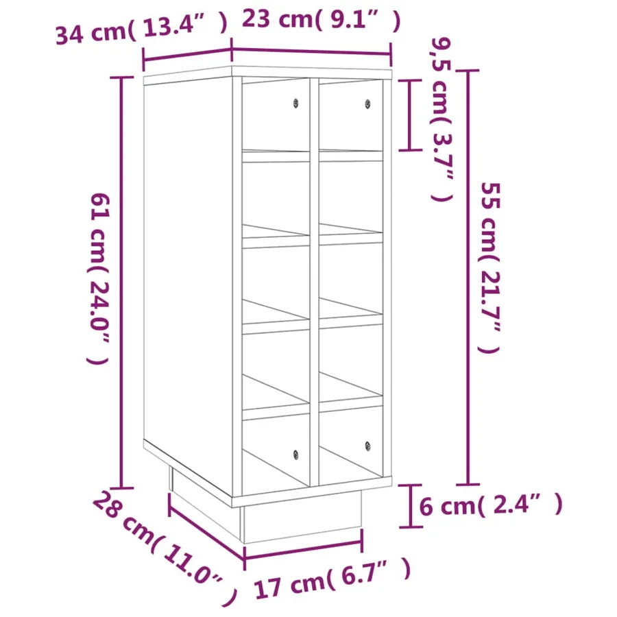 Armoire à vin 23x34x61 cm Bois de pin massif - 8
