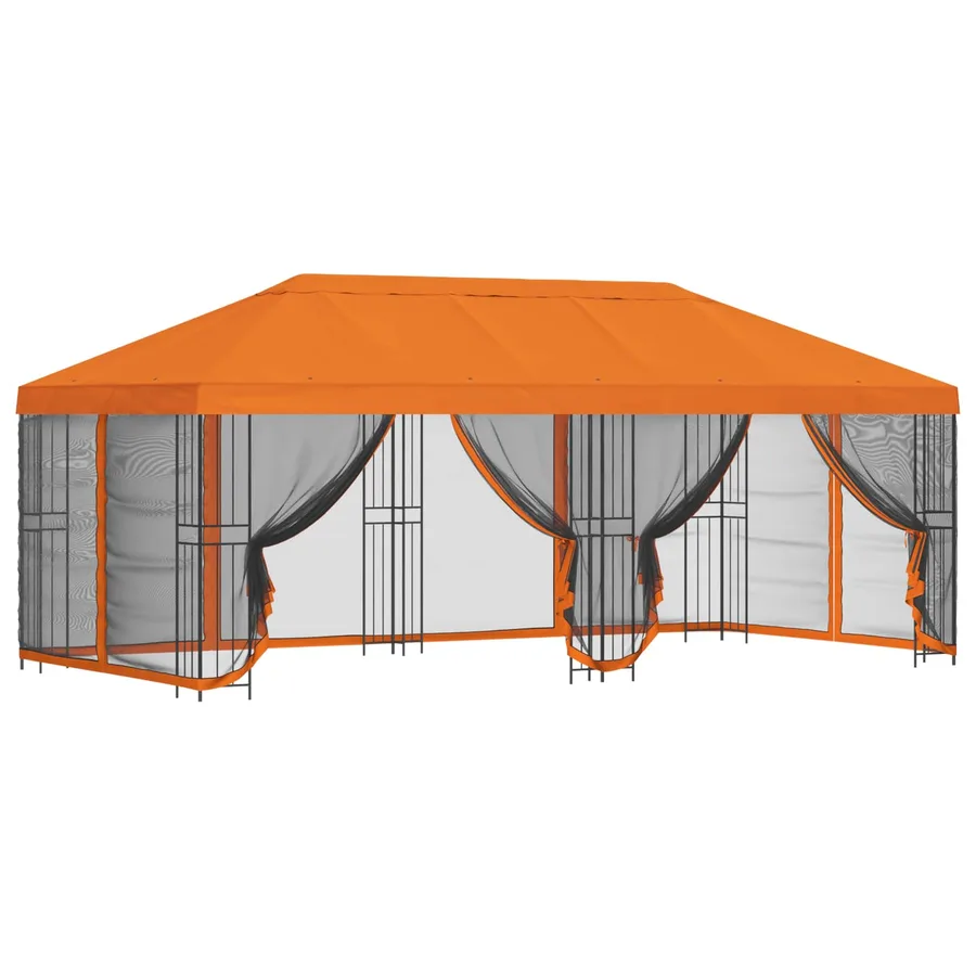 Gazebo avec murs latéraux 6 x 3 m Orange Polyester et Acier 190 - 2