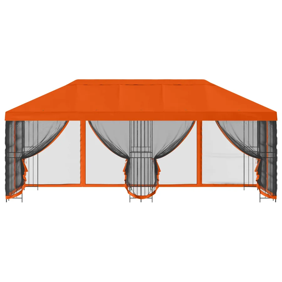 Gazebo avec murs latéraux 6 x 3 m Orange Polyester et Acier 190 - 3