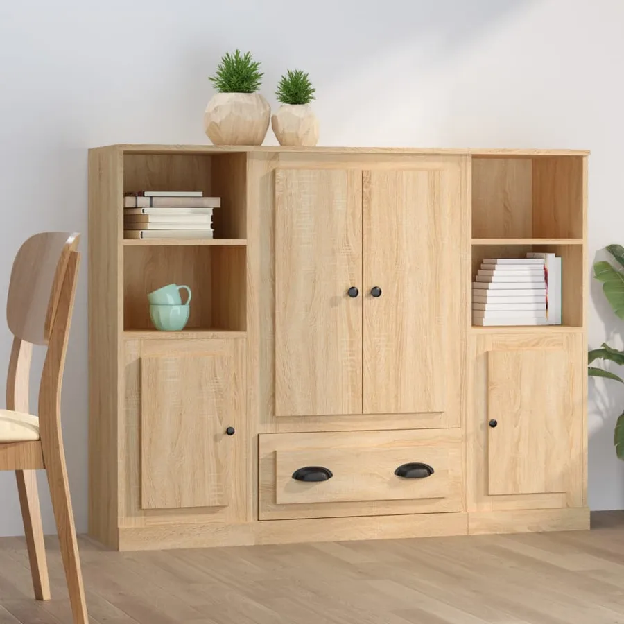 Buffets 3 pcs chêne sonoma bois d'ingénierie - 3