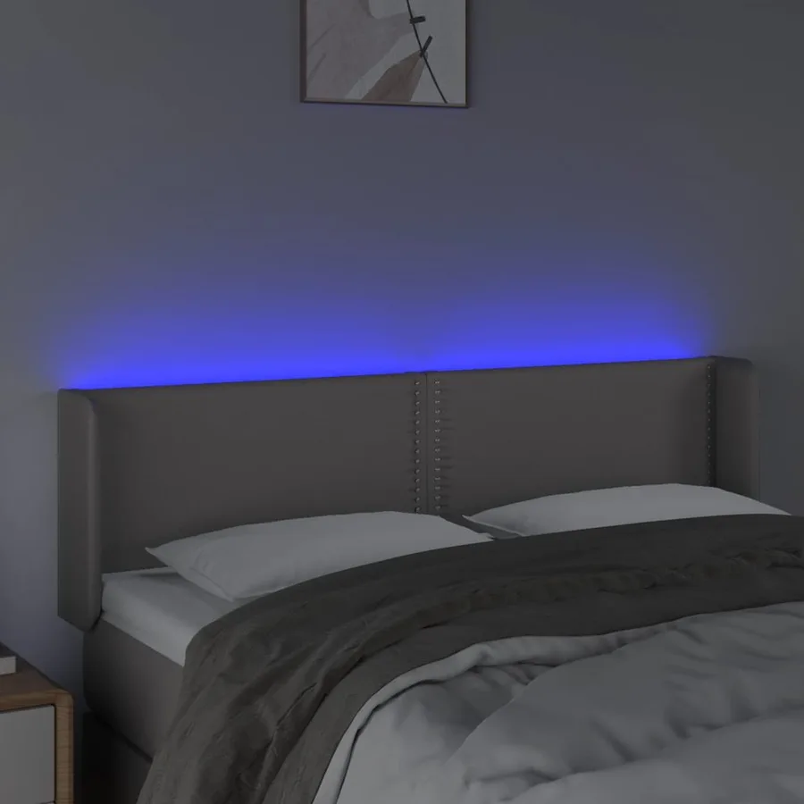 Tête de lit à LED Gris 147x16x78/88 cm Similicuir - 4