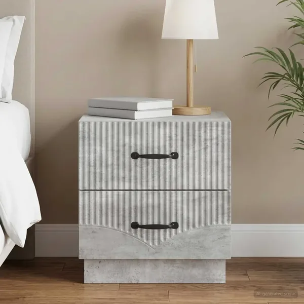 Cabinet de chevet avec tiroir Gris béton 43 x 34,5 x 44,5 cm