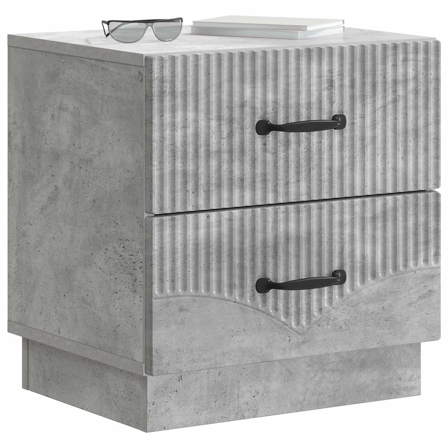 Cabinet de chevet avec tiroir Gris béton 43 x 34,5 x 44,5 cm - 3