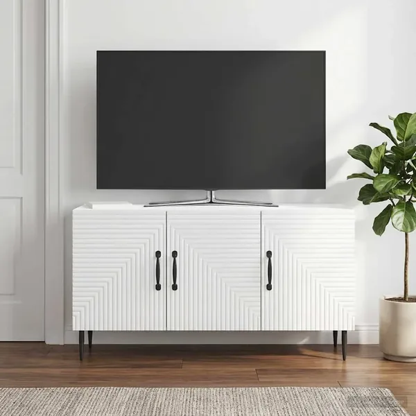Meuble TV Blanc brillant 99 x 34,5 x 50 cm Bois d'ingénierie