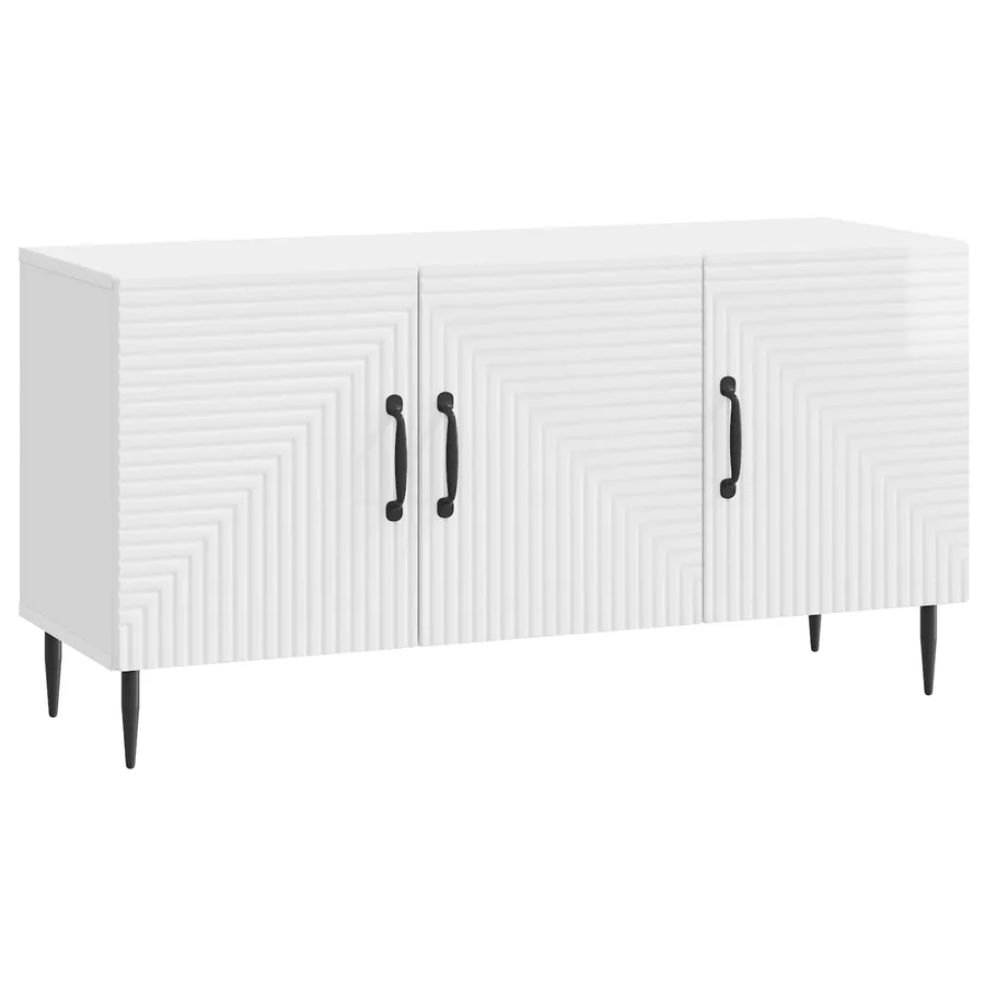 Meuble TV Blanc brillant 99 x 34,5 x 50 cm Bois d'ingénierie - 2