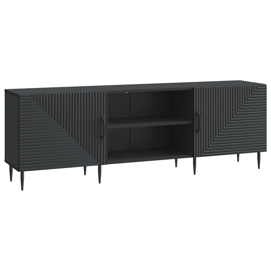 Meuble TV Noir 150 x 31 x 50 cm Bois d'ingénierie - 2