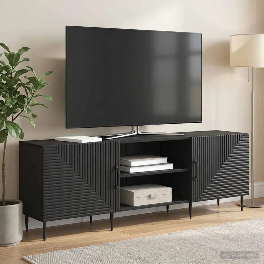 Meuble TV Noir 150 x 31 x 50 cm Bois d'ingénierie - 4