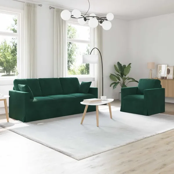 Ensemble de Canapés 2 pcs Vert foncé 198 x 78 x 80 cm Velours