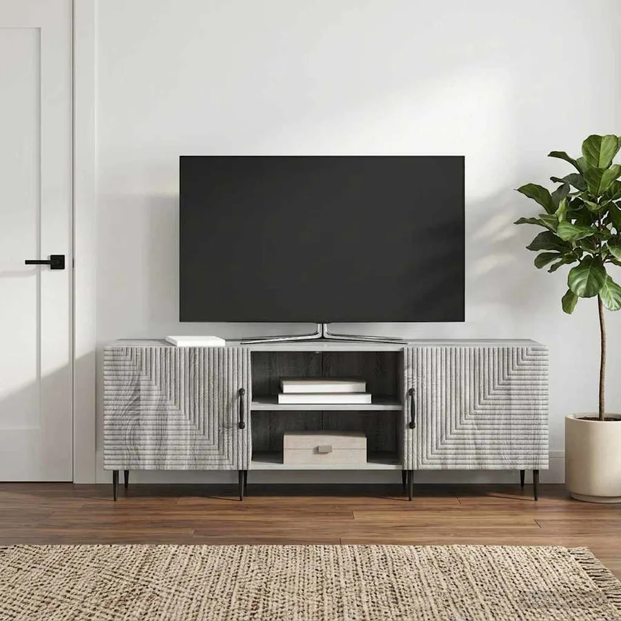 Meuble TV Sonoma gris 150 x 31 x 50 cm Bois d'ingénierie - 4