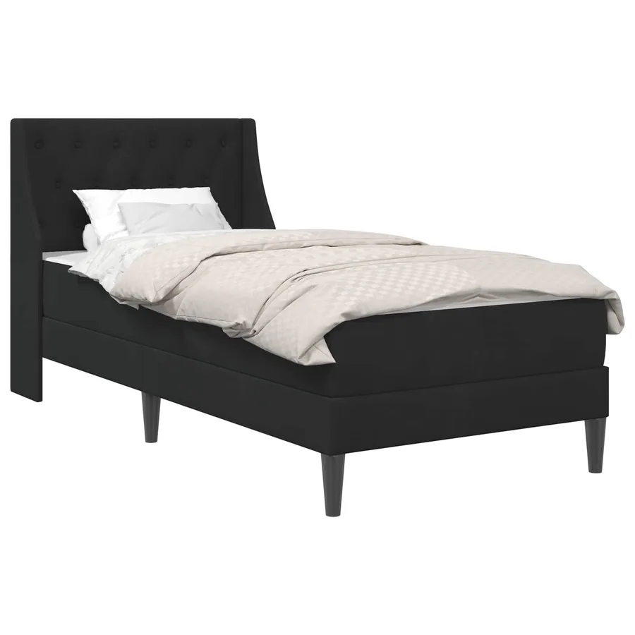 Cadre de lit avec matelas Noir 100 x 200 cm Velours - 2