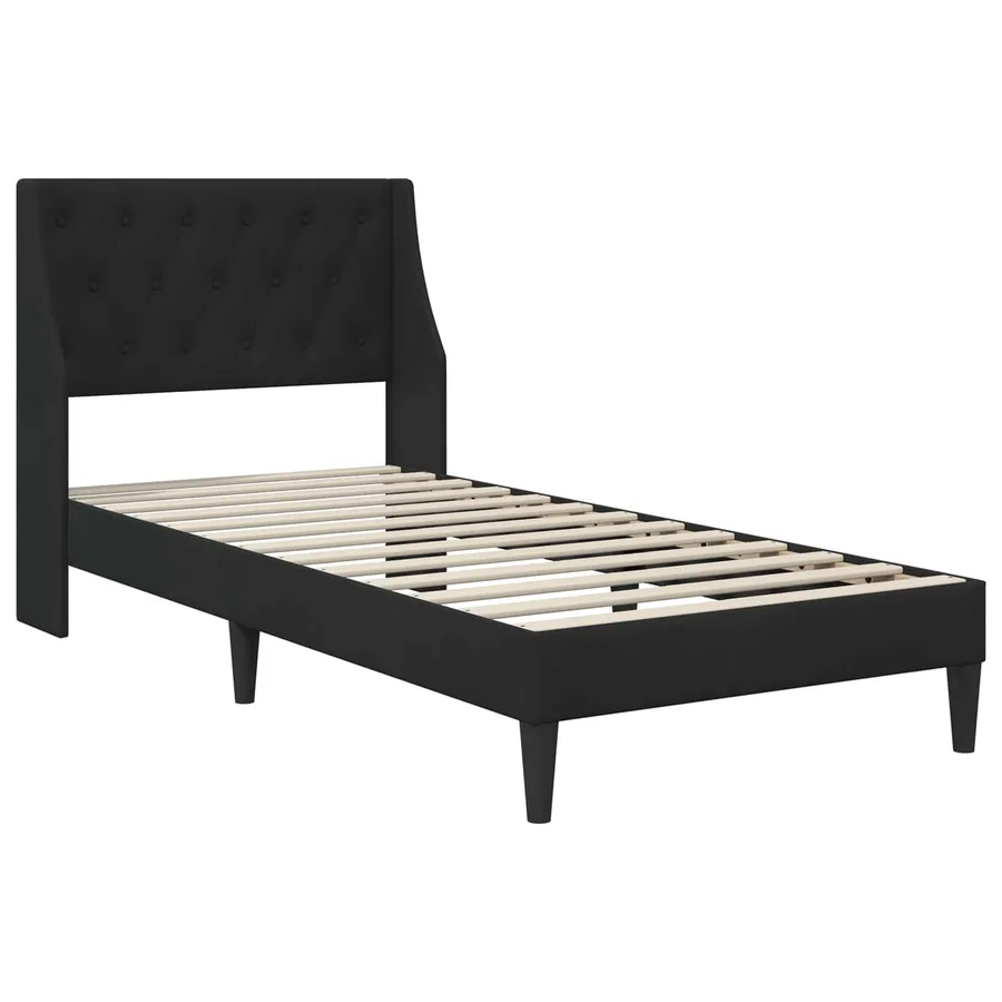 Cadre de lit avec matelas Noir 100 x 200 cm Velours - 4