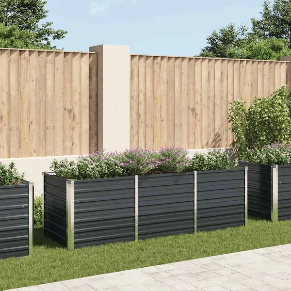 Lit surélevé de jardin Anthracite 240x80x77 cm Acier galvanisé