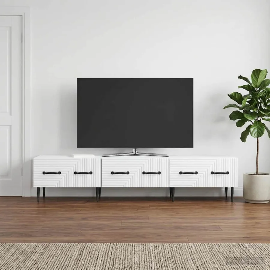 Meuble TV Blanc 147 x 34,5 x 30 cm Bois d'ingénierie