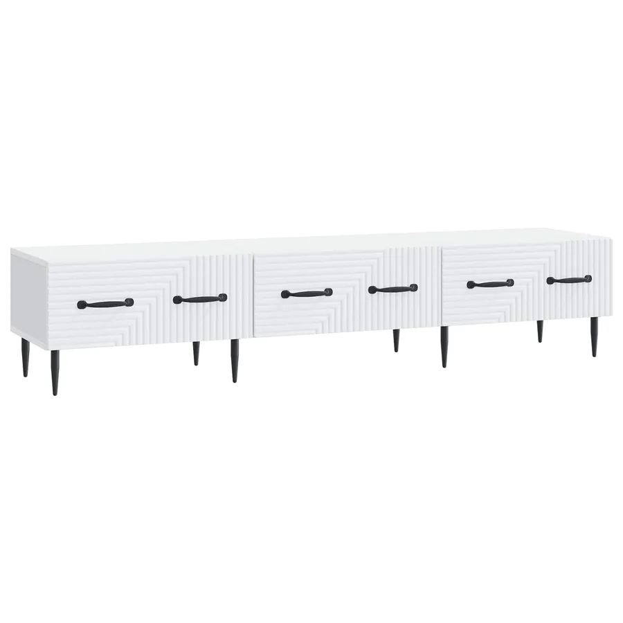 Meuble TV Blanc 147 x 34,5 x 30 cm Bois d'ingénierie - 2