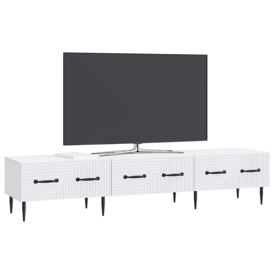 Meuble TV Blanc 147 x 34,5 x 30 cm Bois d'ingénierie - 3