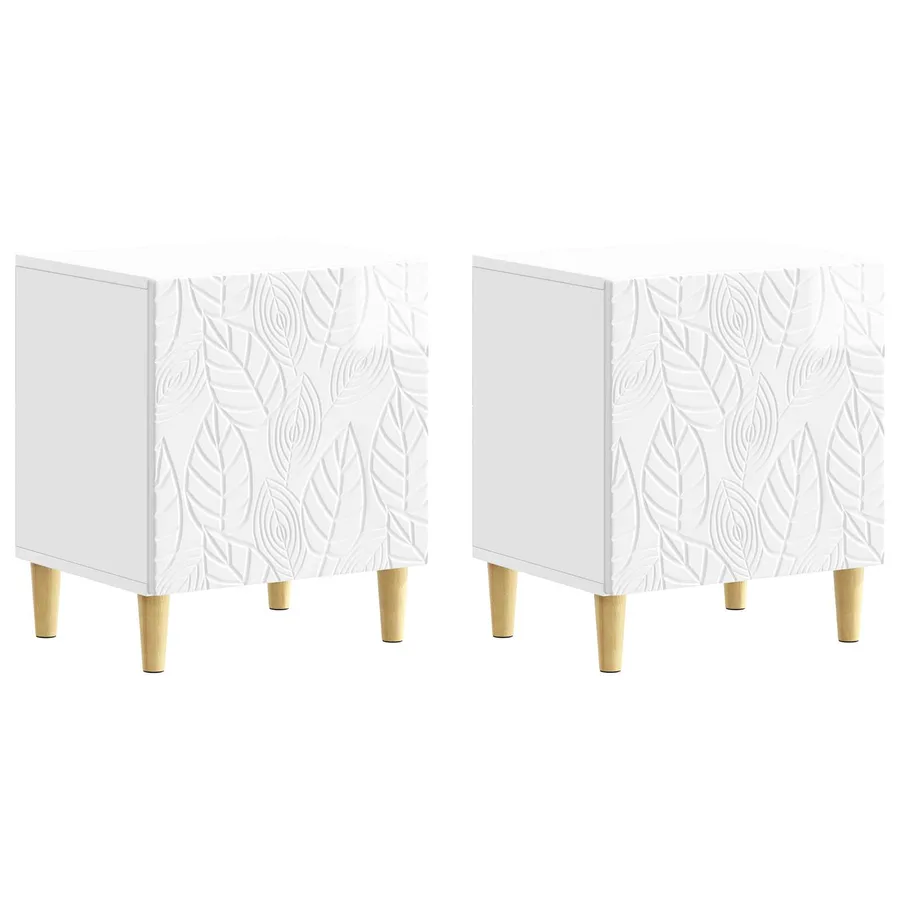 Table de chevet 2 pcs Blanc brillant 43 x 34,5 x 50 cm - 2