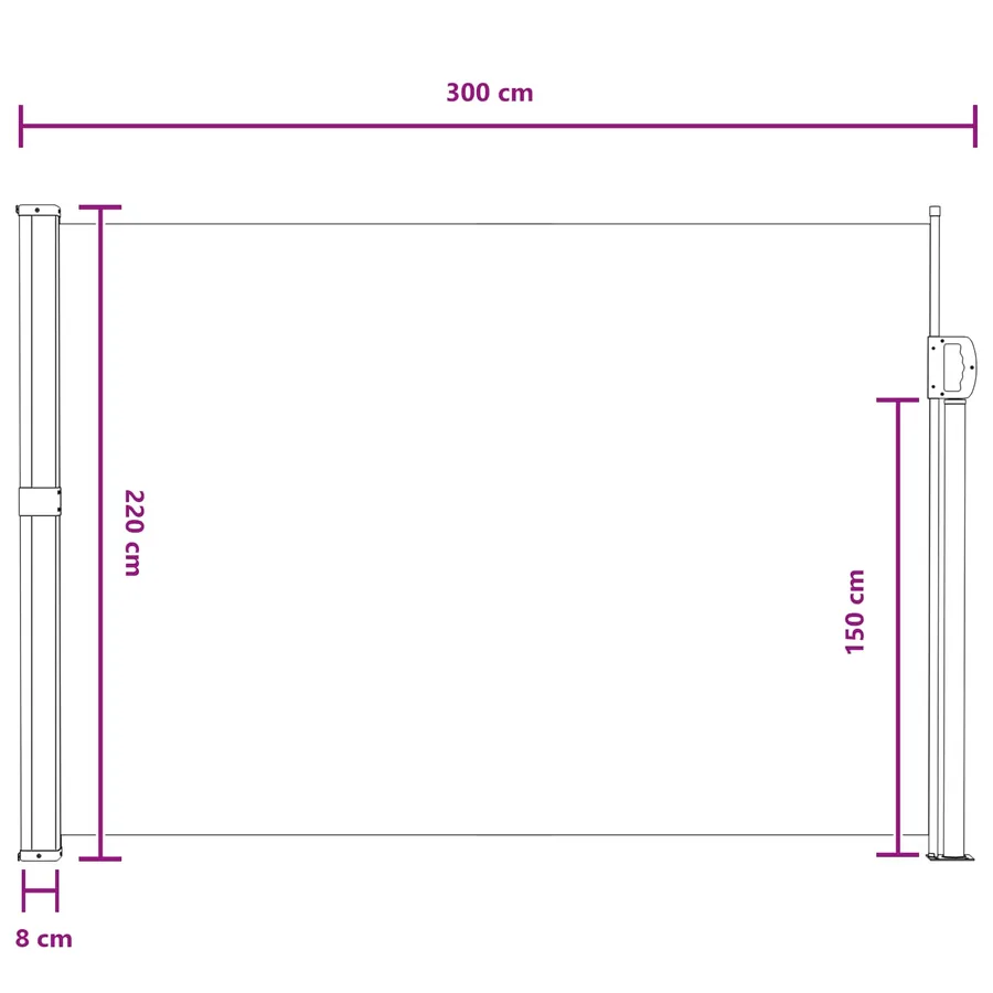 Store latéral rétractable Gris 300 x 220 cm Polyester - 8