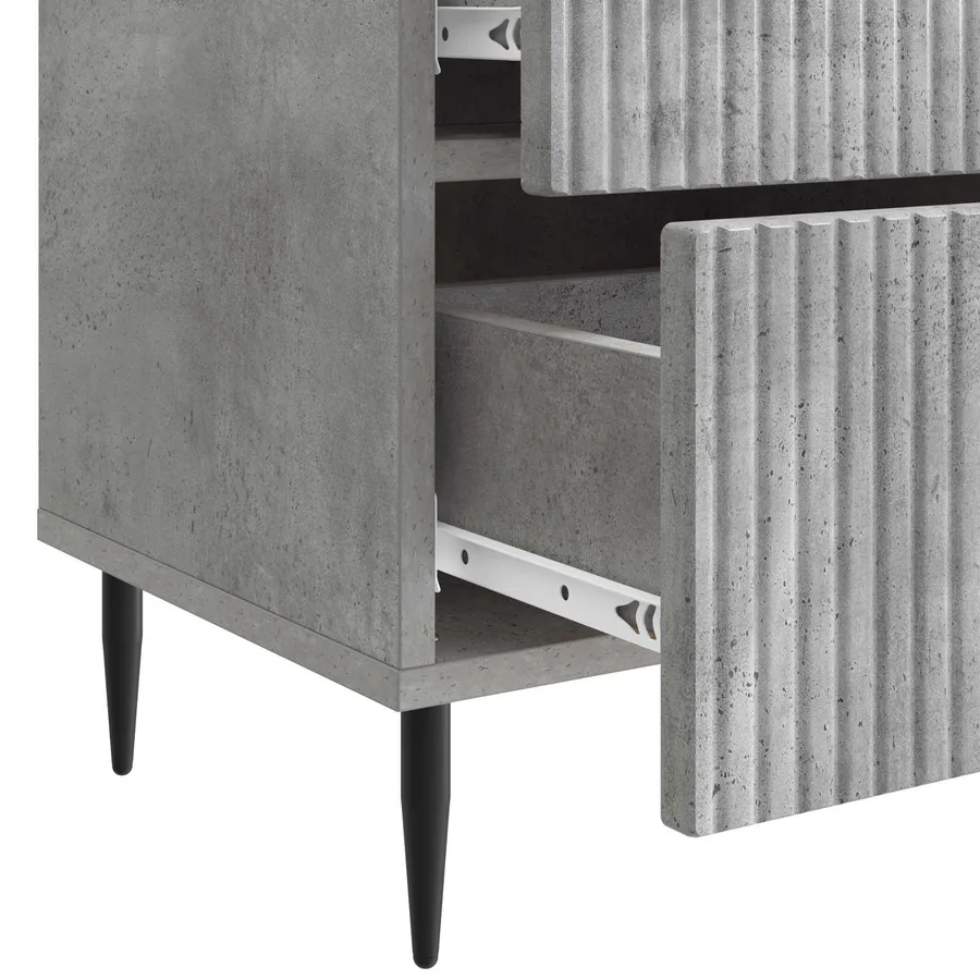 Cabinet de chevet 2 pcs Gris béton 43 x 34,5 x 47,5 cm - 11
