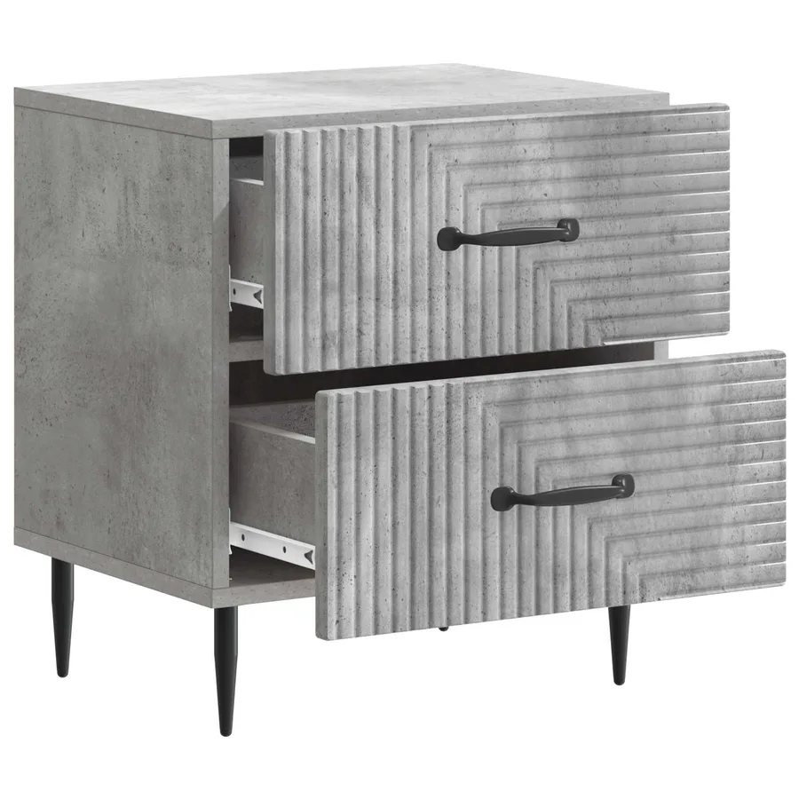 Cabinet de chevet 2 pcs Gris béton 43 x 34,5 x 47,5 cm - 6