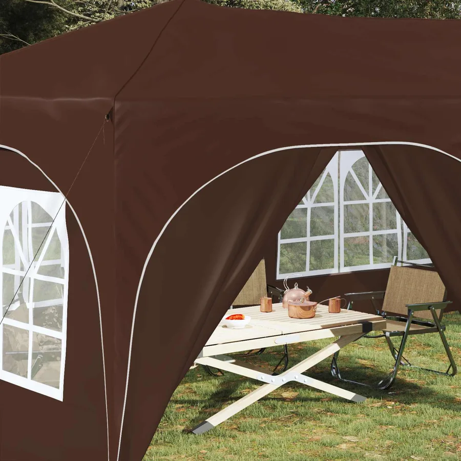 Tente de fête pop-up 575 x 288 x 245 cm Marron Tissu Oxford - 3