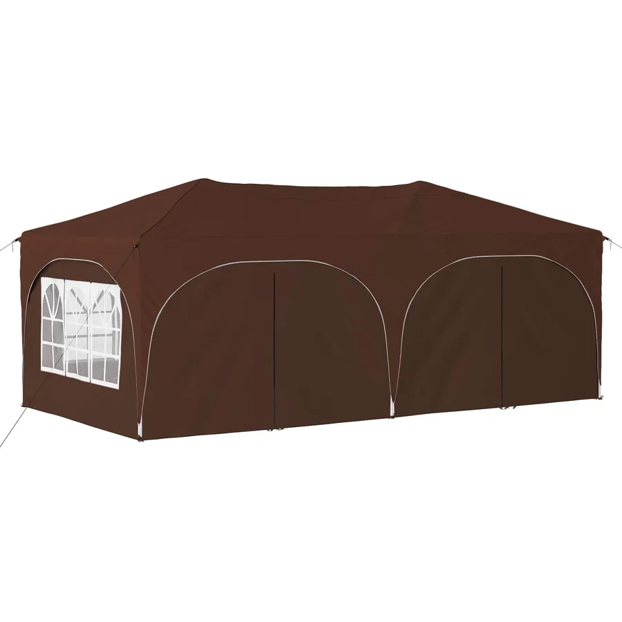 Tente de fête pop-up 575 x 288 x 245 cm Marron Tissu Oxford - 4