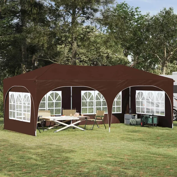 Tente de fête pop-up 575 x 288 x 245 cm Marron Tissu Oxford