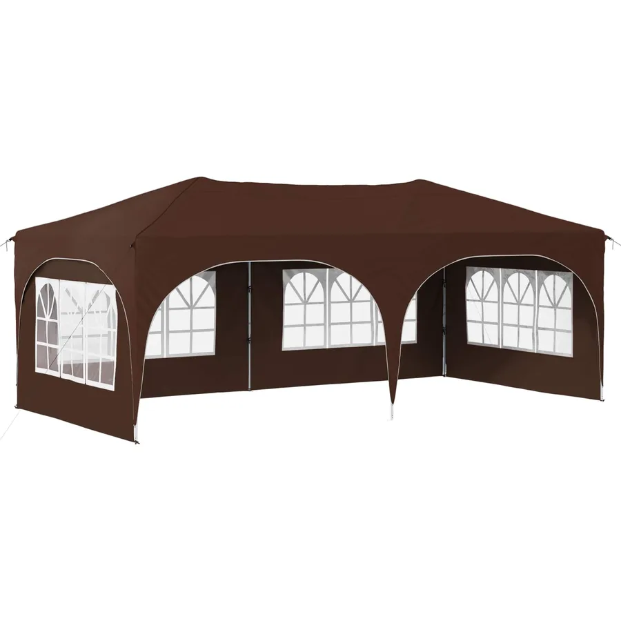 Tente de fête pop-up 575 x 288 x 245 cm Marron Tissu Oxford - 2