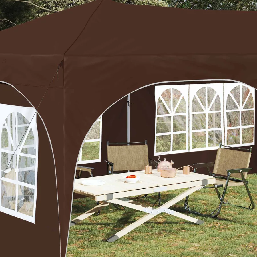 Tente de fête pop-up 575 x 288 x 245 cm Marron Tissu Oxford - 3