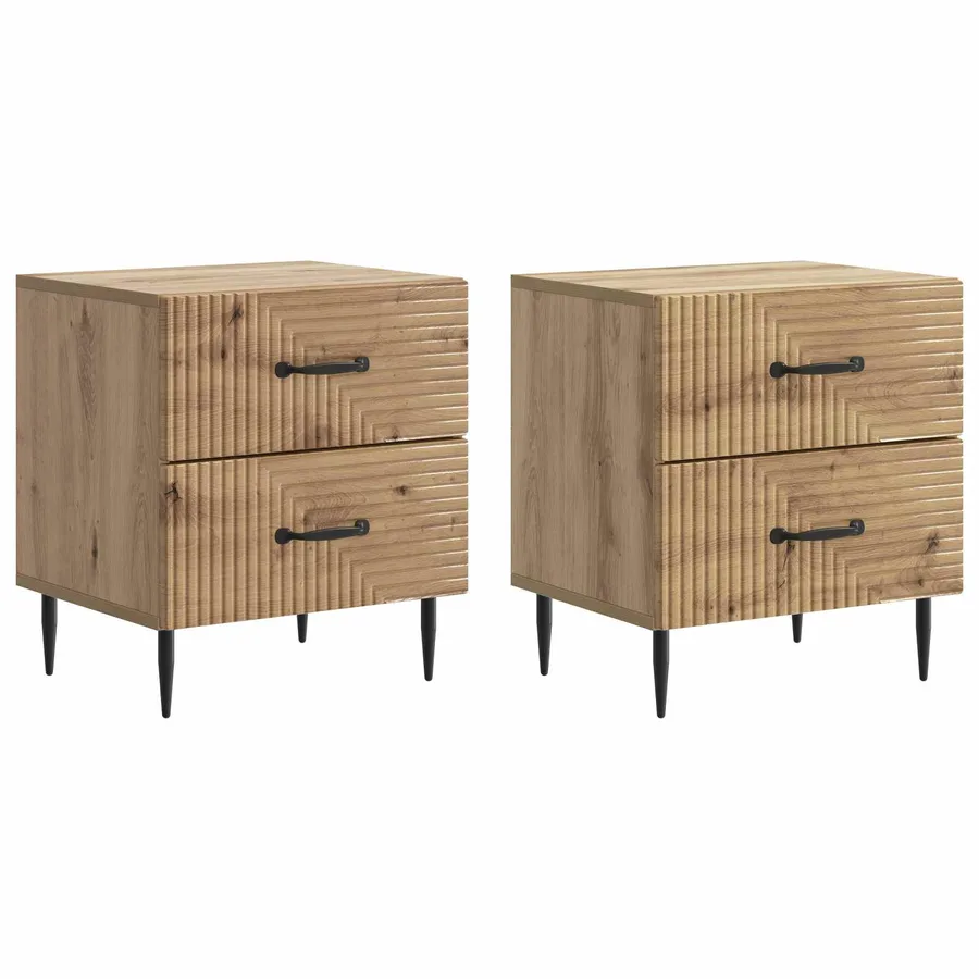 Cabinet de chevet 2 pc Chêne artisanal 43 x 34,5 x 47,5 cm - 2