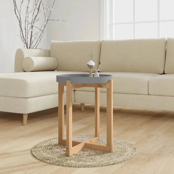 Table basse Gris 41x41x48,5 cm Bois d'ingénierie et pin massif