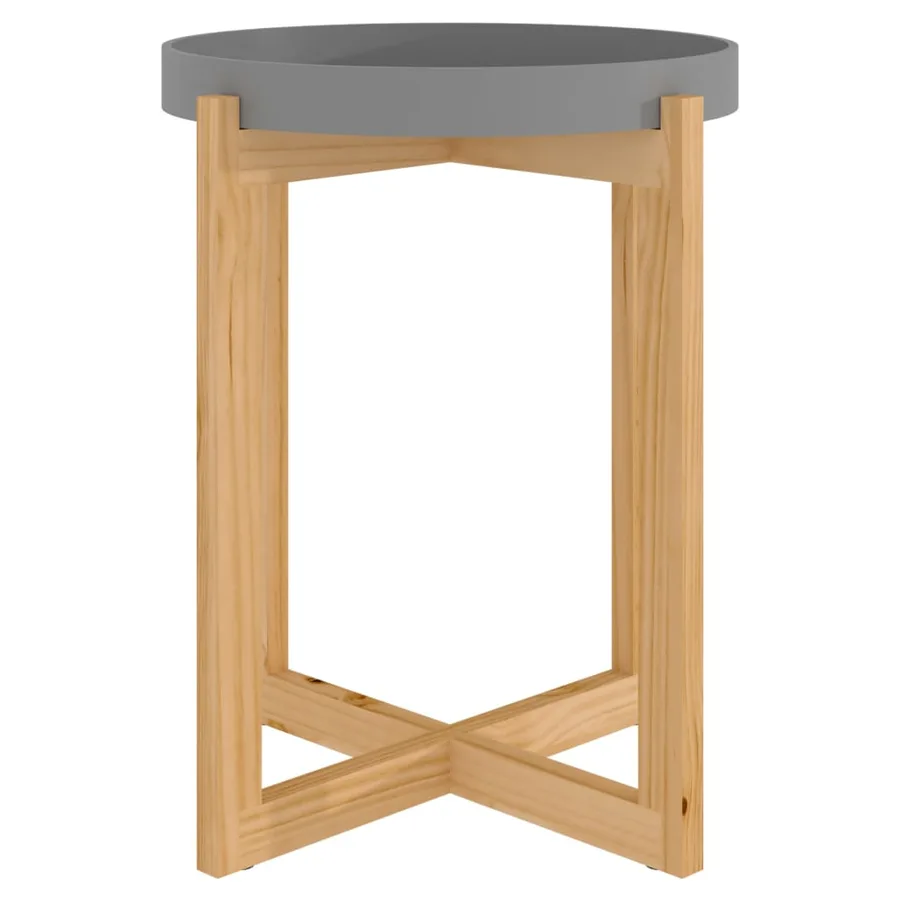 Table basse Gris 41x41x48,5 cm Bois d'ingénierie et pin massif - 2