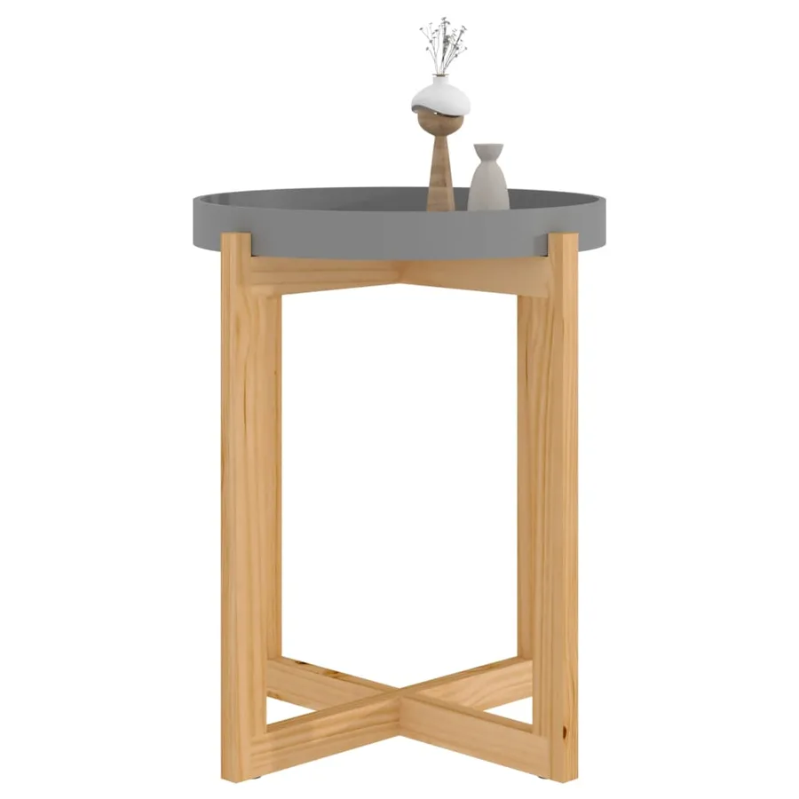 Table basse Gris 41x41x48,5 cm Bois d'ingénierie et pin massif - 3