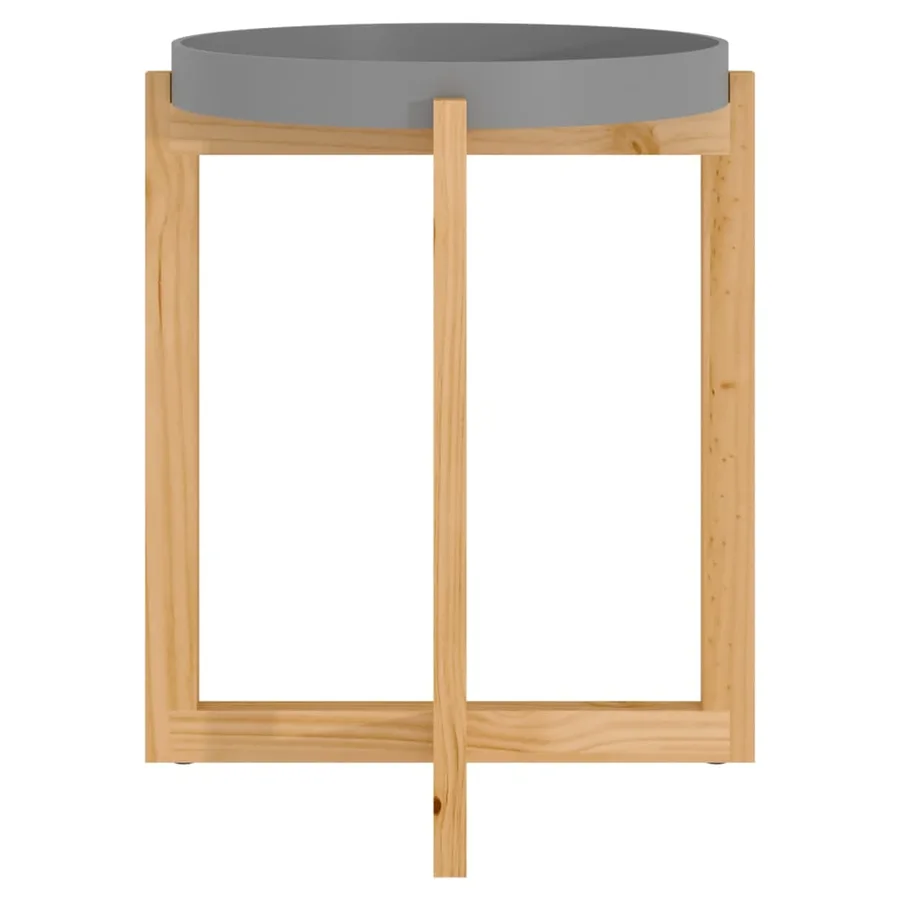 Table basse Gris 41x41x48,5 cm Bois d'ingénierie et pin massif - 4