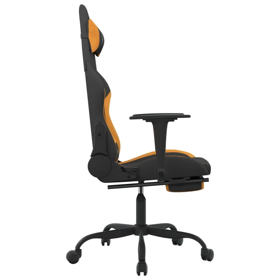 Chaise de jeu de massage avec repose-pied Noir et orange Tissu - 5