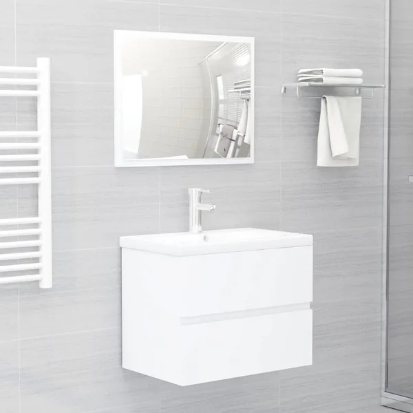 Ensemble de meubles de salle de bain blanc bois d'ingénierie