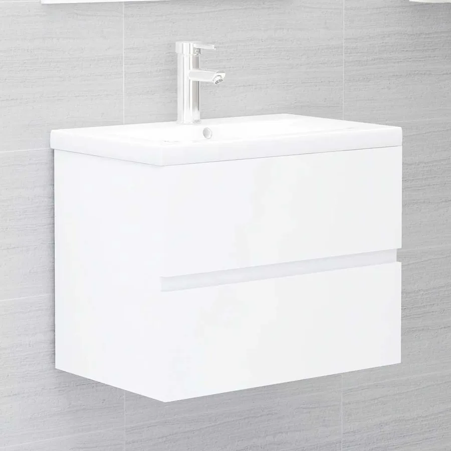 Ensemble de meubles de salle de bain blanc bois d'ingénierie - 10