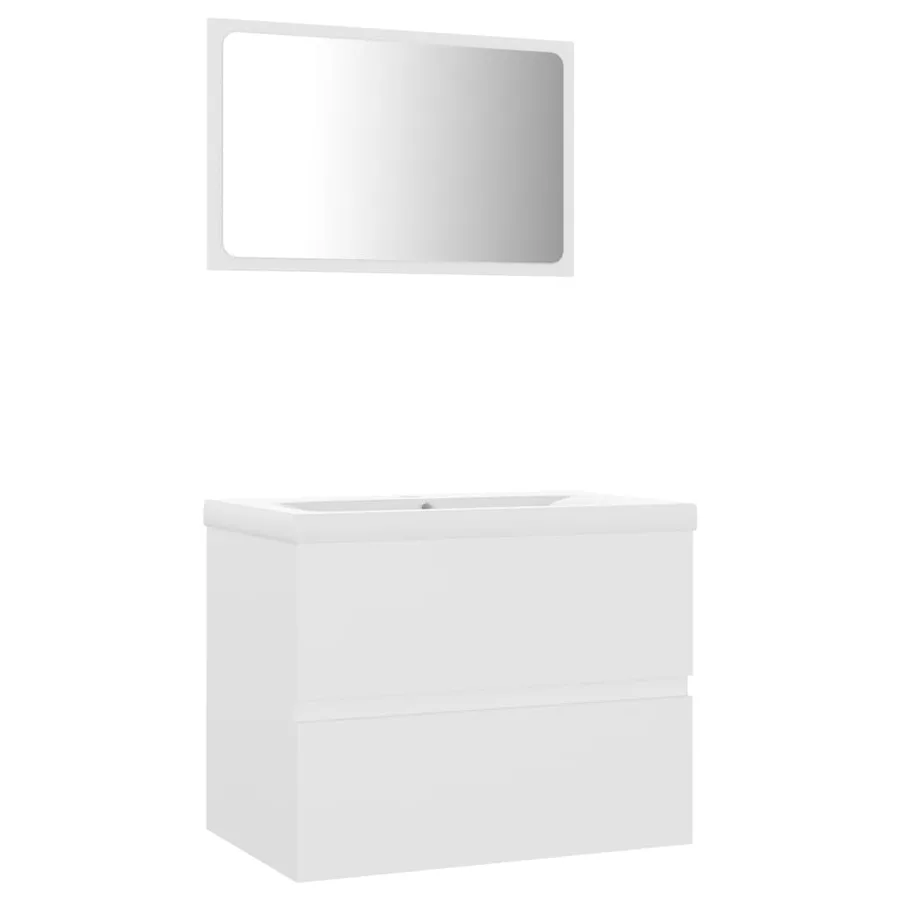 Ensemble de meubles de salle de bain blanc bois d'ingénierie - 2