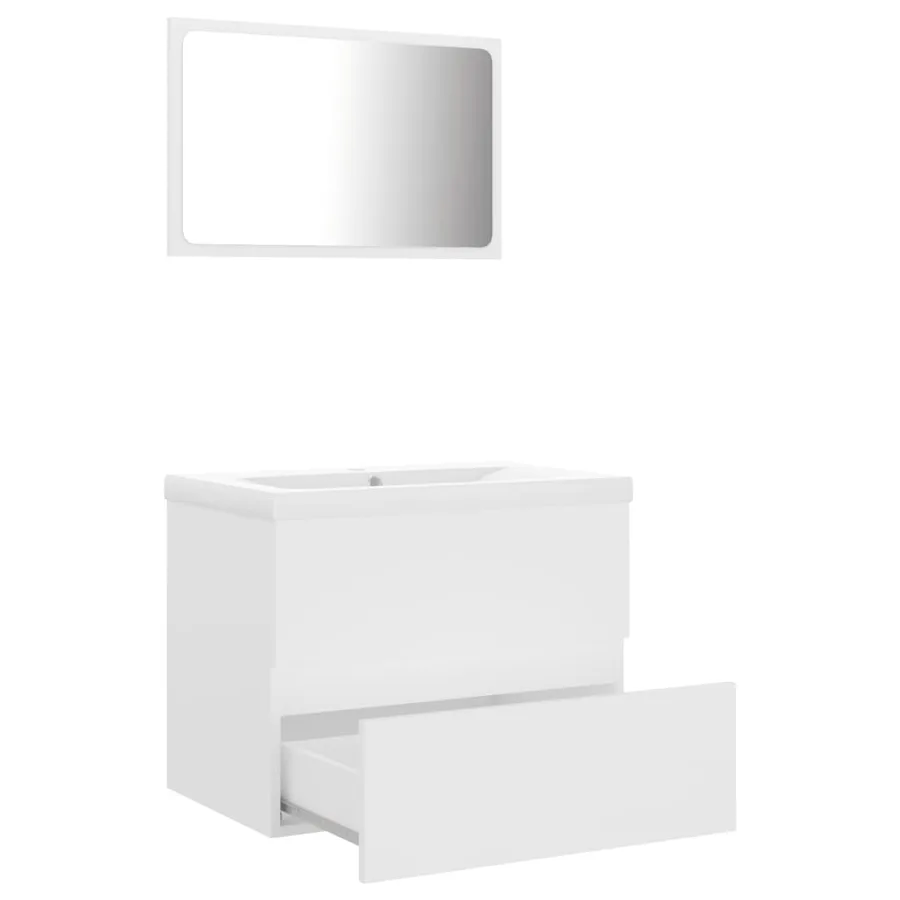 Ensemble de meubles de salle de bain blanc bois d'ingénierie - 3