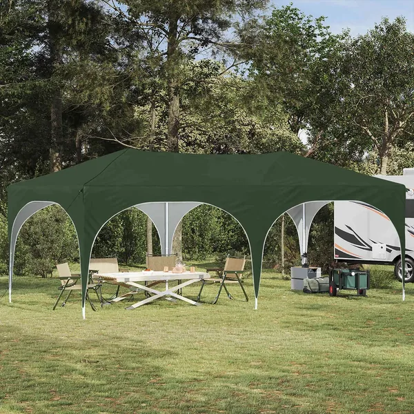 Tente de fête pop-up 575 x 288 x 245 cm Vert Tissu Oxford