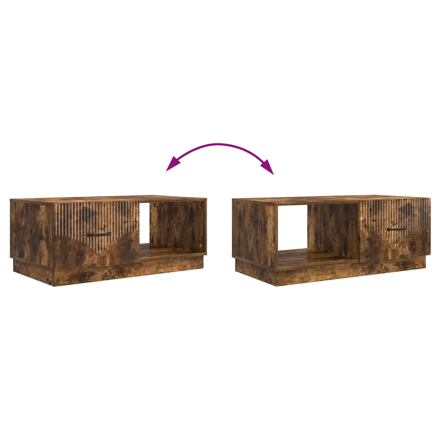 Table basse Chêne fumé 90 x 50 x 37 cm Bois d'ingénierie - 8