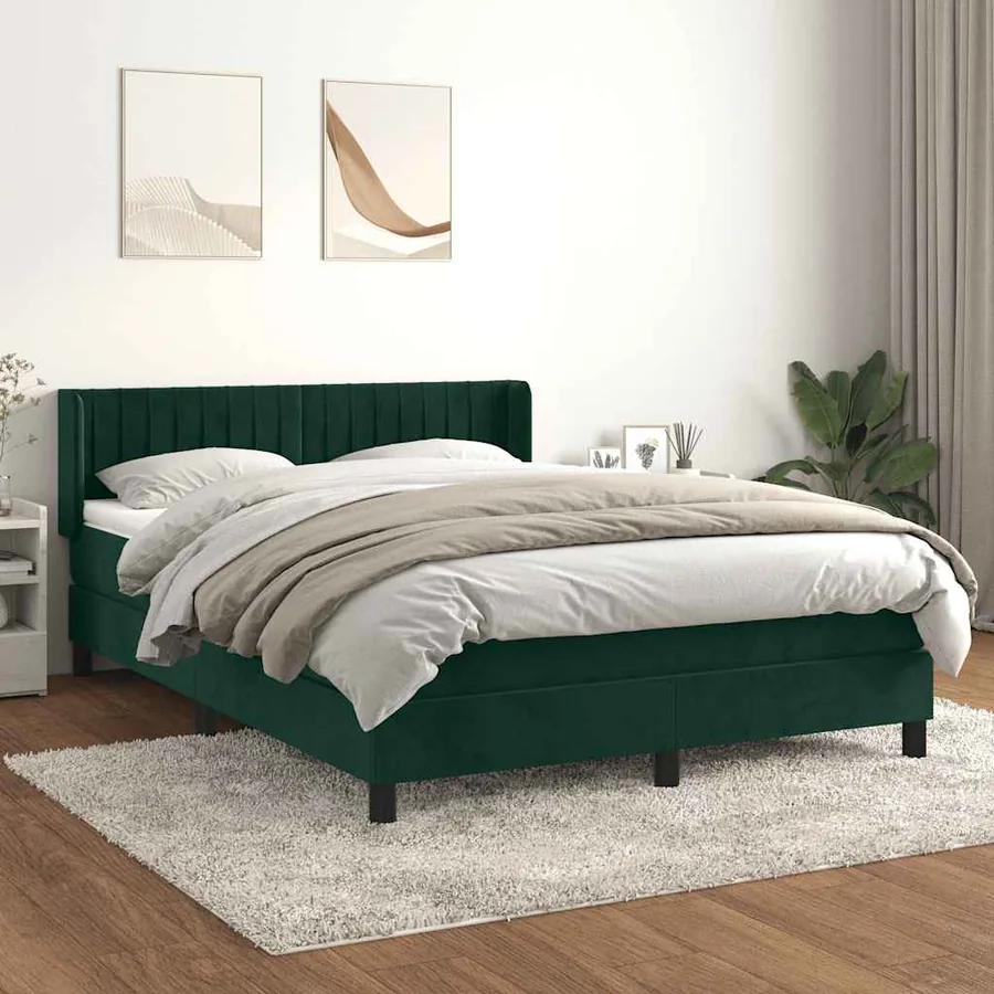 Sommier à lattes de lit et matelas Vert foncé 140x200cm Velours