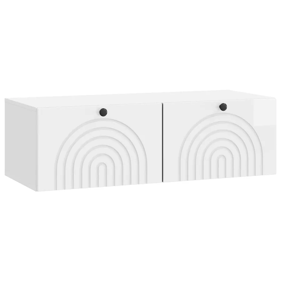 Meuble TV mural Montage mural Blanc brillant 98 x 41 x 30 cm - 2