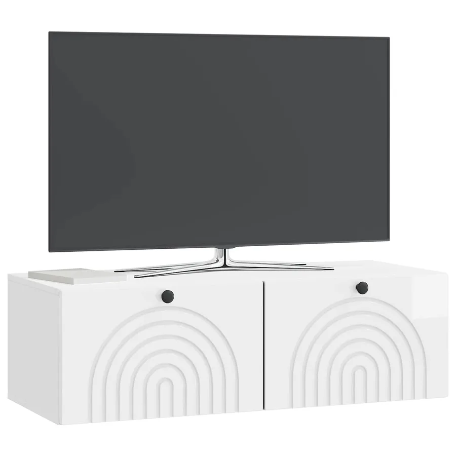 Meuble TV mural Montage mural Blanc brillant 98 x 41 x 30 cm - 3