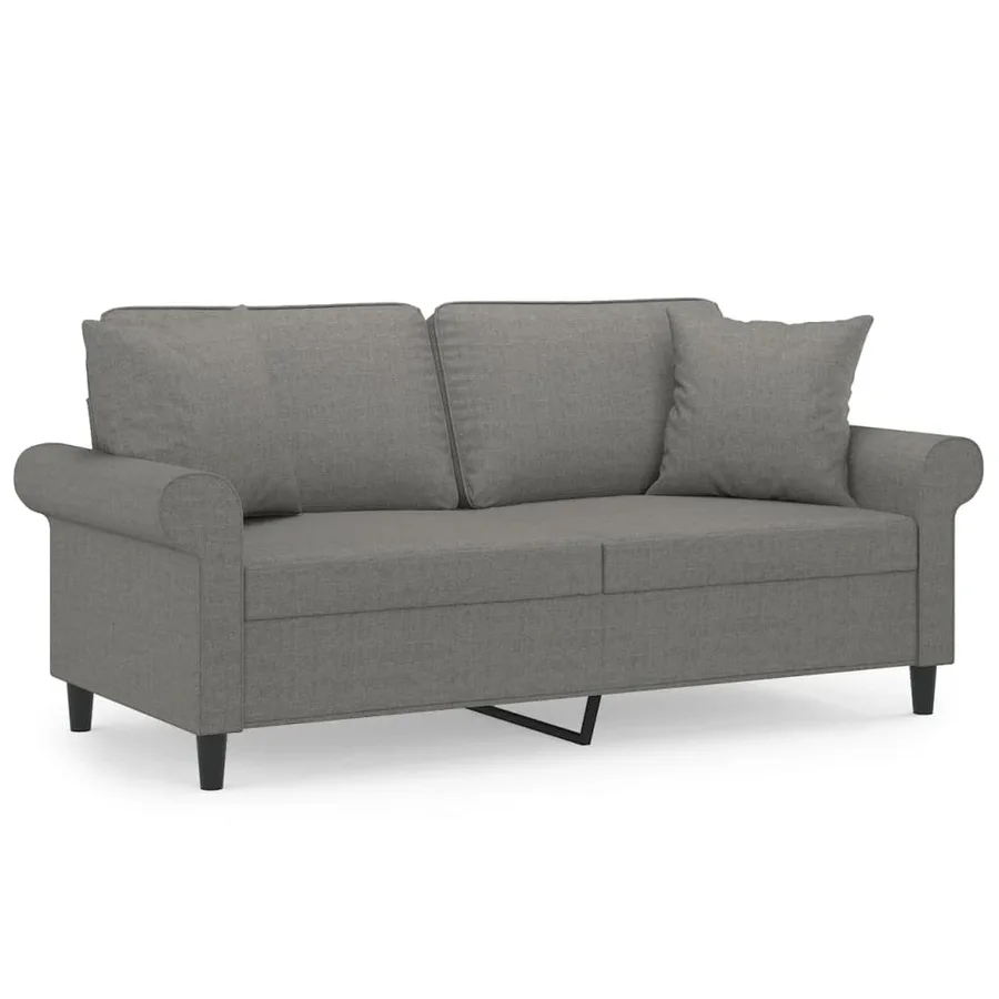 Canapé 2 places et oreillers et coussins Gris foncé 140cm Tissu - 2